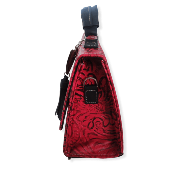 Bolsa Ixtapan color rojo pintado a mano lateral