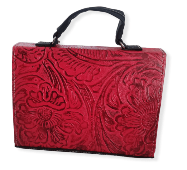 Bolsa Ixtapan color rojo pintado a mano reves