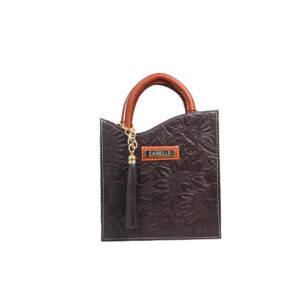 Bolso artesanal mexicano Aura café chocolate vista frontal